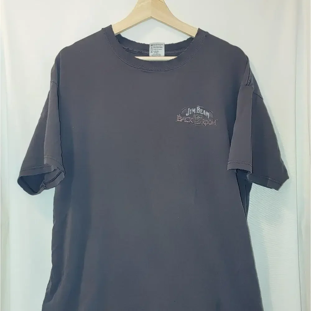 Jim Beam Backroom Double Graphic Tee Distressed XL‎ Washed Black Short Sleeve - Picture 2 of 8